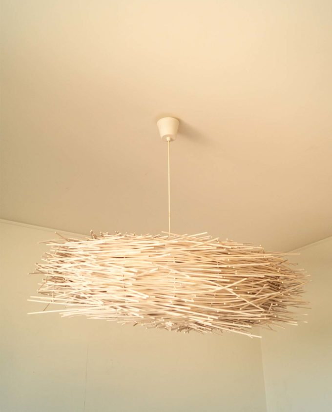 Lamp rattan white handmade diameter 85 cm
