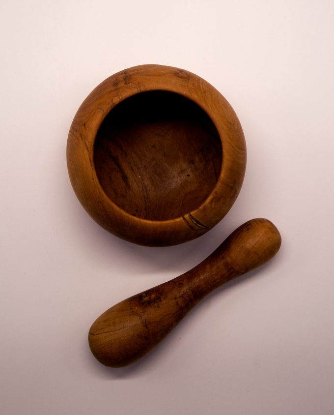 Γουδί & γουδοχέρι ξύλου Τικ διαμέτρου 14 cm