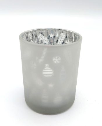 Votive White Silver Glass Xmas Height 8 cm