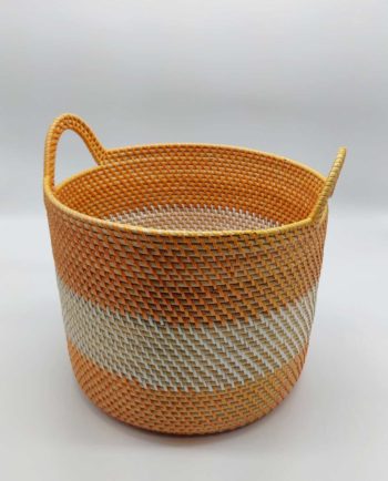 Basket Rattan White Orange Diameter 31 cm