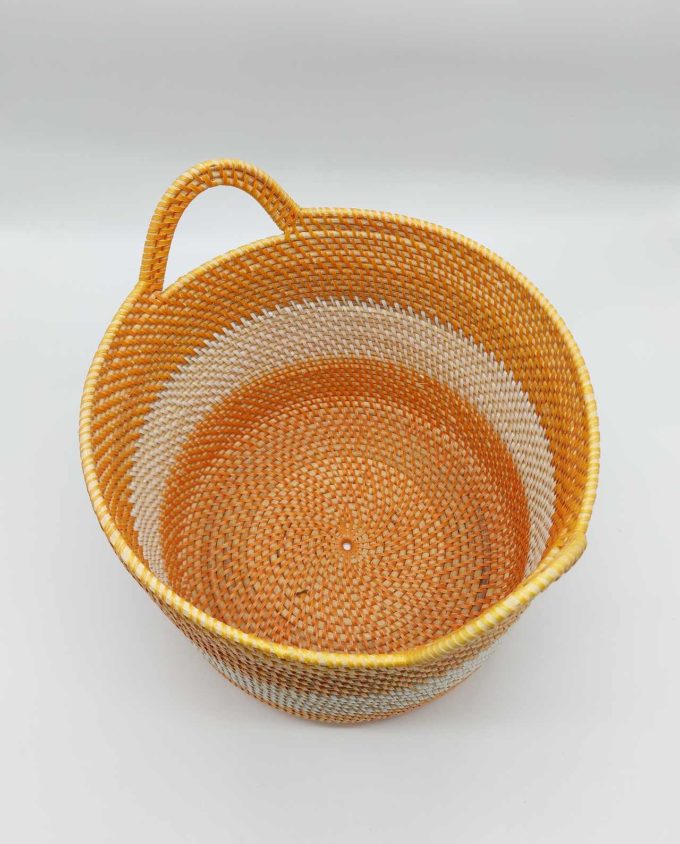 Basket Rattan White Orange Diameter 31 cm