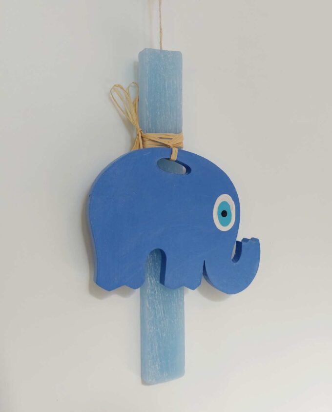 Easter Candle Wooden Indigo Elephant Evil Eye