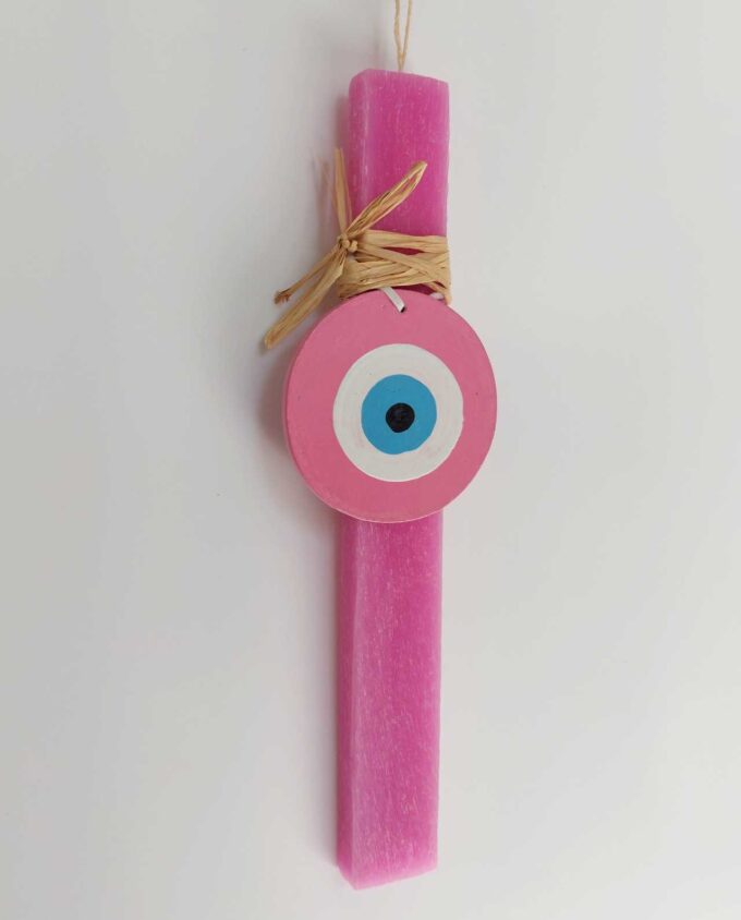 Easter Aromatic Candle Wooden Pink Evil Eye