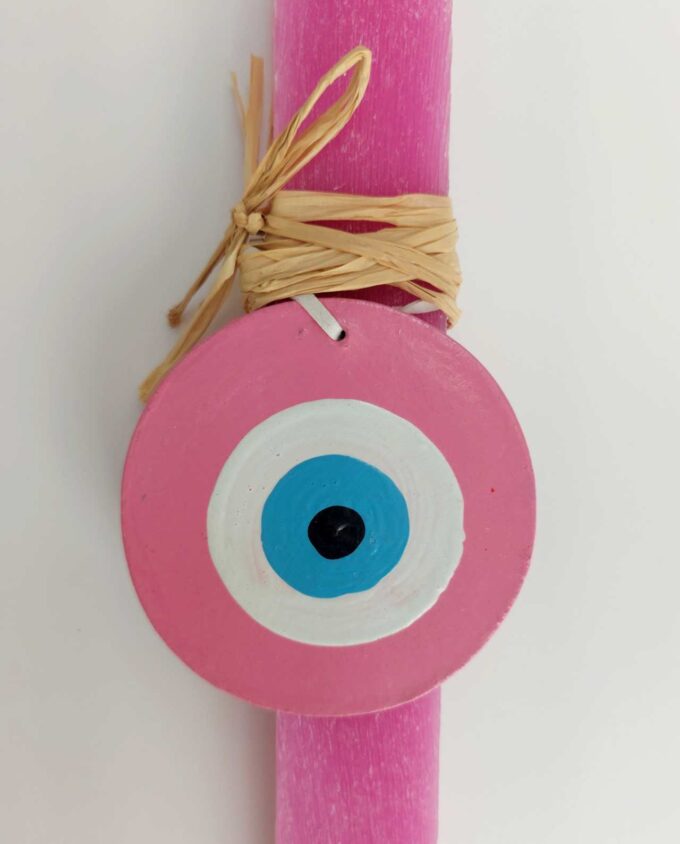 Easter Aromatic Candle Wooden Pink Evil Eye