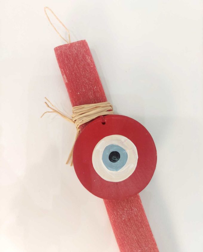 Easter Aromatic Candle Wooden Red Evil Eye