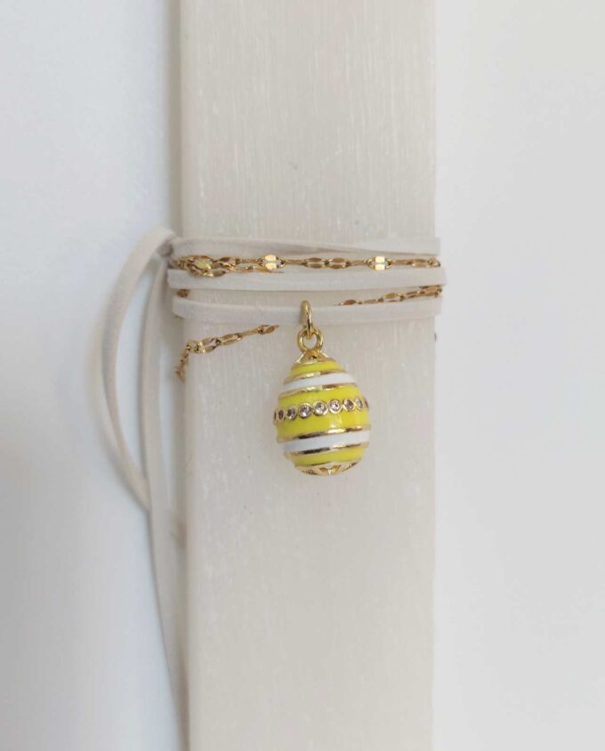 Easter Aromatic Candle Necklace Yellow White Egg
