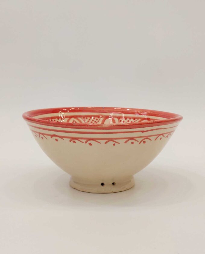 Bowl Ceramic Beige Crimson Red Diameter 20 cm