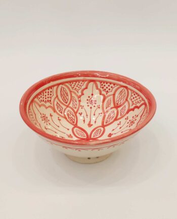 Bowl Ceramic Beige Crimson Red Diameter 20 cm