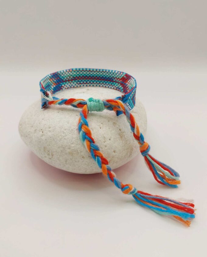Bracelet Fabric Indigo Orange