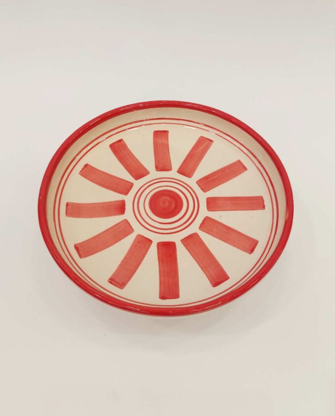 Ceramic Beige Crimson Red Cake Holder