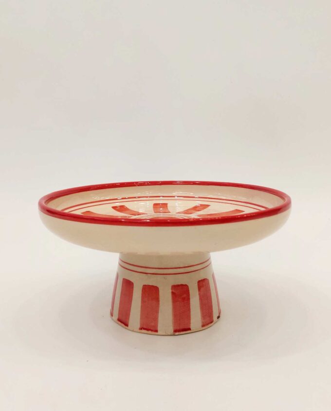 Ceramic Beige Crimson Red Cake Holder