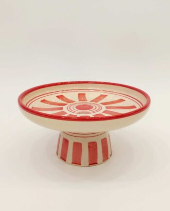 Ceramic Beige Crimson Red Cake Holder