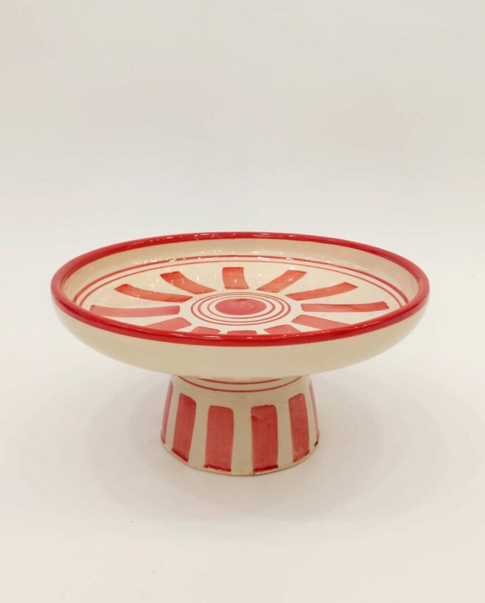 Ceramic Beige Crimson Red Cake Holder