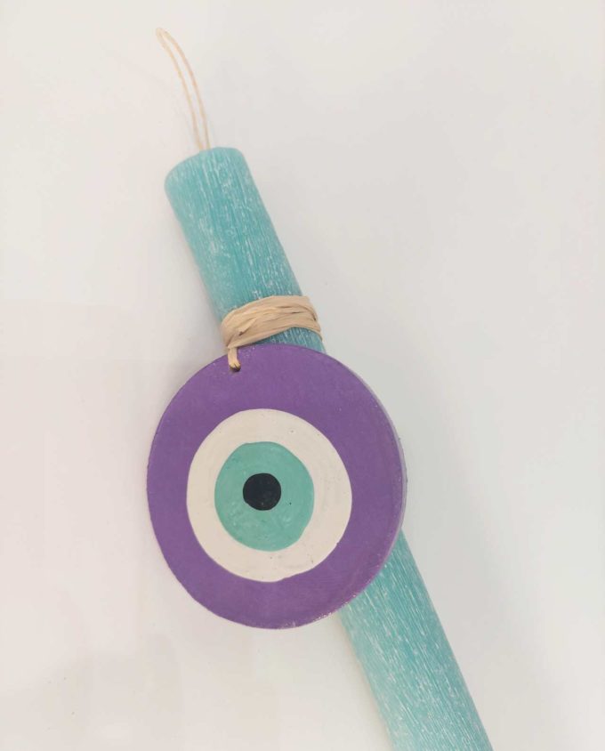 Easter Aromatic Candle Wooden Turquoise Evil Eye