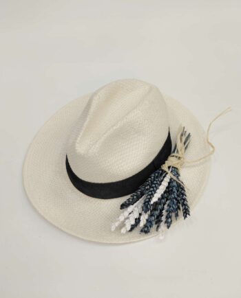 Hat Dried Flowers "Blue & White"