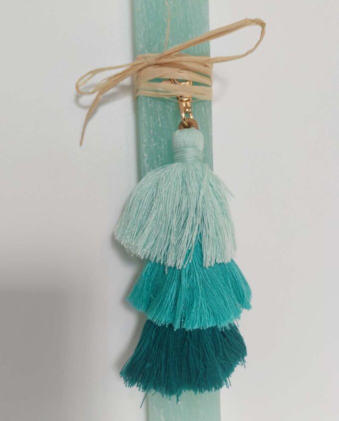 Easter Aromatic Turquoise Candle Boho Pom-Pom
