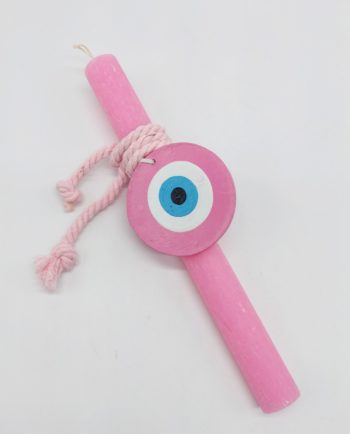 Easter Candle Wooden Pink Evil Eye