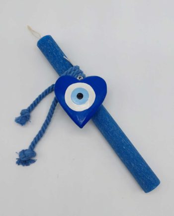 Easter Candle Blue Heart Evil Eye