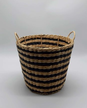 Καλάθι Raffia μπεζ/μαύρες γραμμές ύψους 28 cm