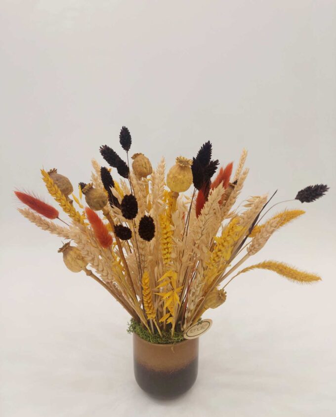 Dried Flowers Arrangement Yellow & Wheat