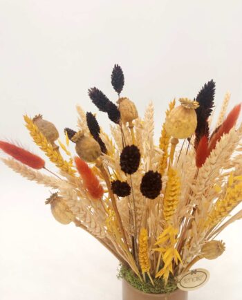 Dried Flowers Arrangement Yellow & Wheat
