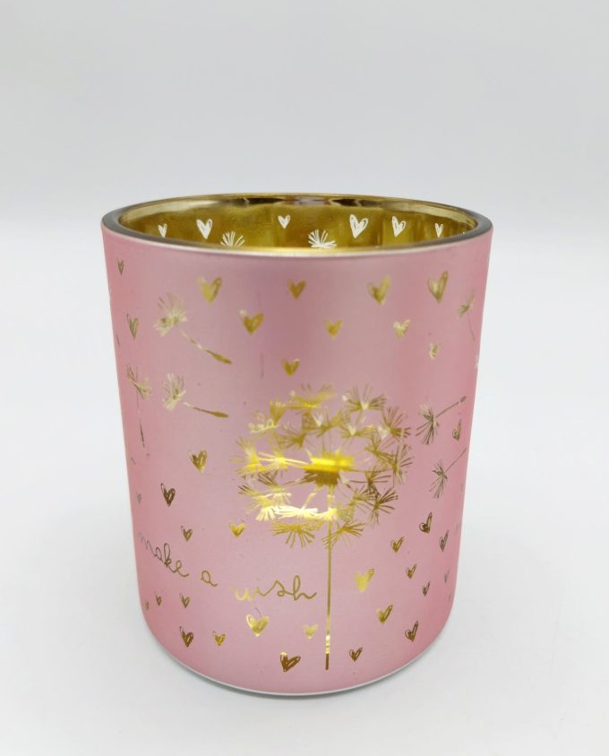 Tealight Votives Pink Dandelion Set 2 Pieces