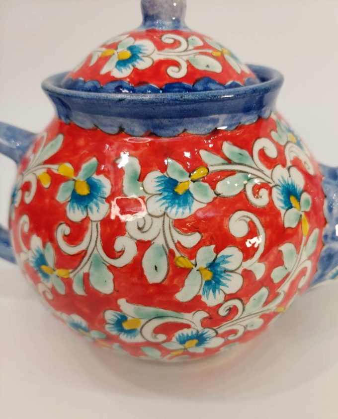 Teapot Ceramic Hand Painted Flowers