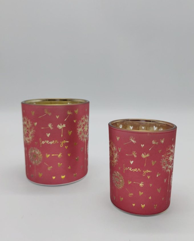 Tealight Votives Crimson Dandelion Set 2 Pieces