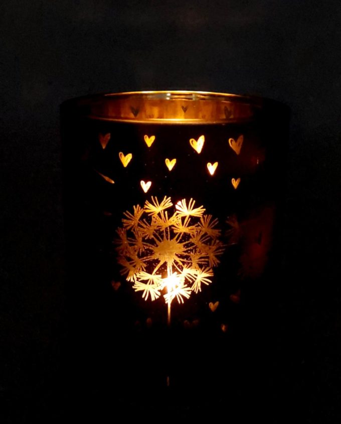 Tealight Votives Pink Dandelion Set 2 Pieces