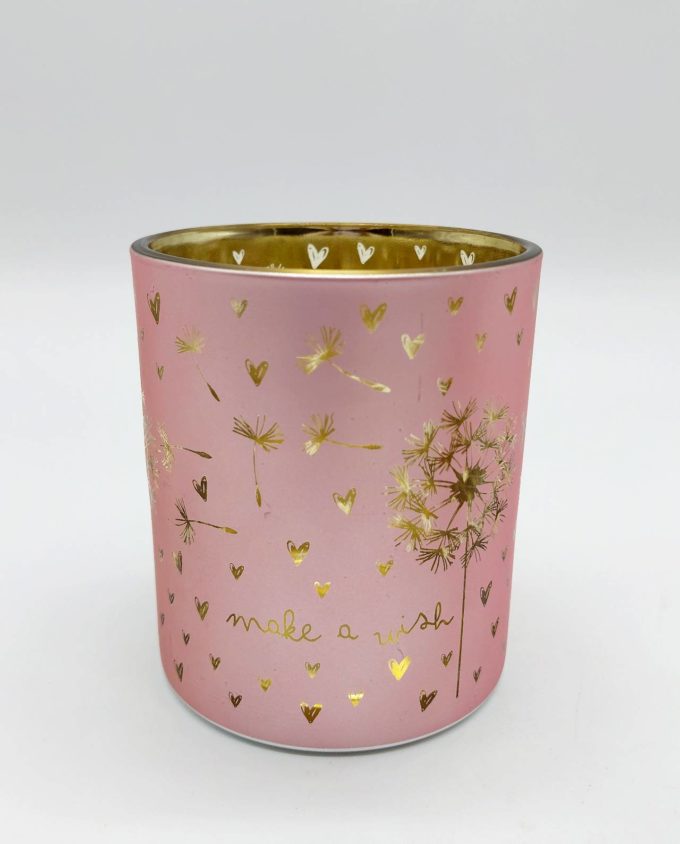 Tealight Votives Pink Dandelion Set 2 Pieces