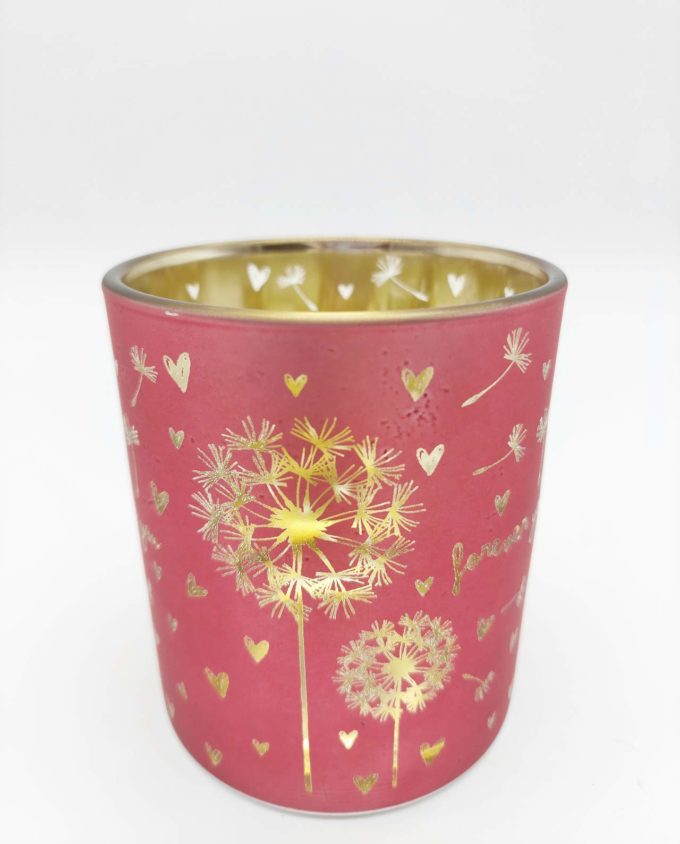 Tealight Votives Crimson Dandelion Set 2 Pieces