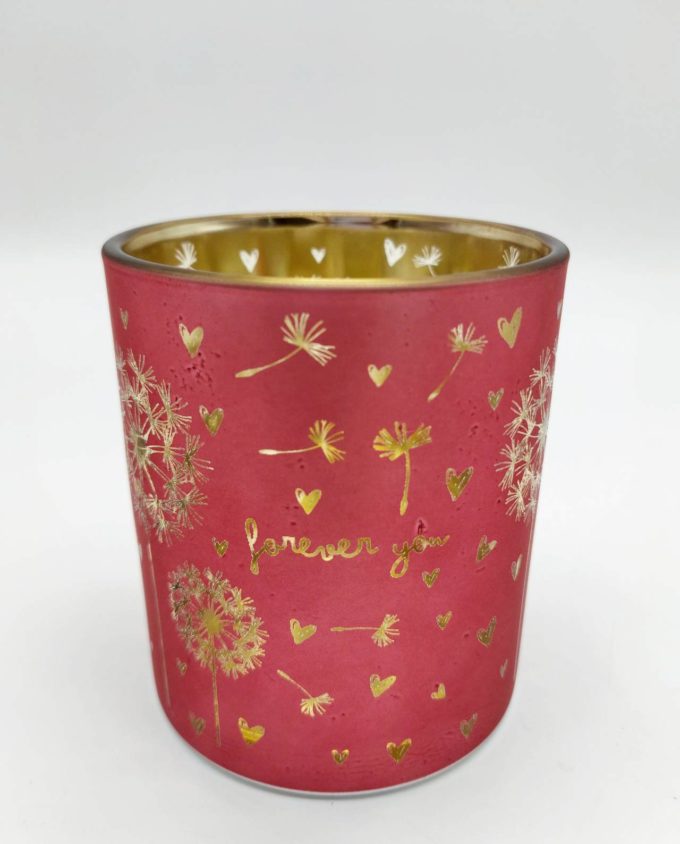 Tealight Votives Crimson Dandelion Set 2 Pieces