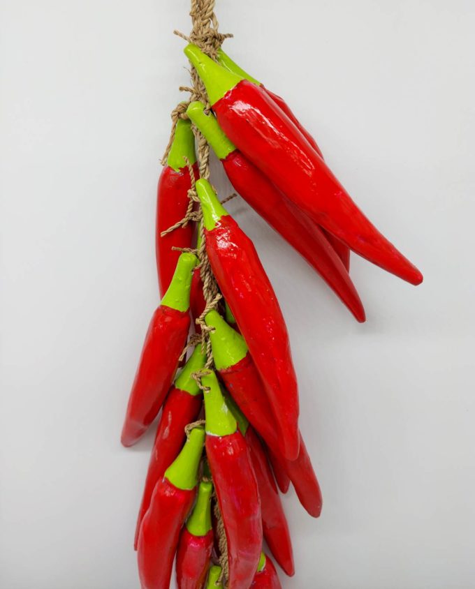 Garland 20 Wooden Handmade Red Peppers