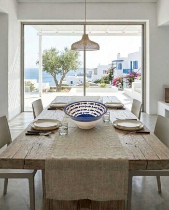 Bowl Ceramic Beige Blue Fish Diameter 26 cm