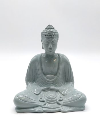 Buddha Resin Light Grey Height 15 cm