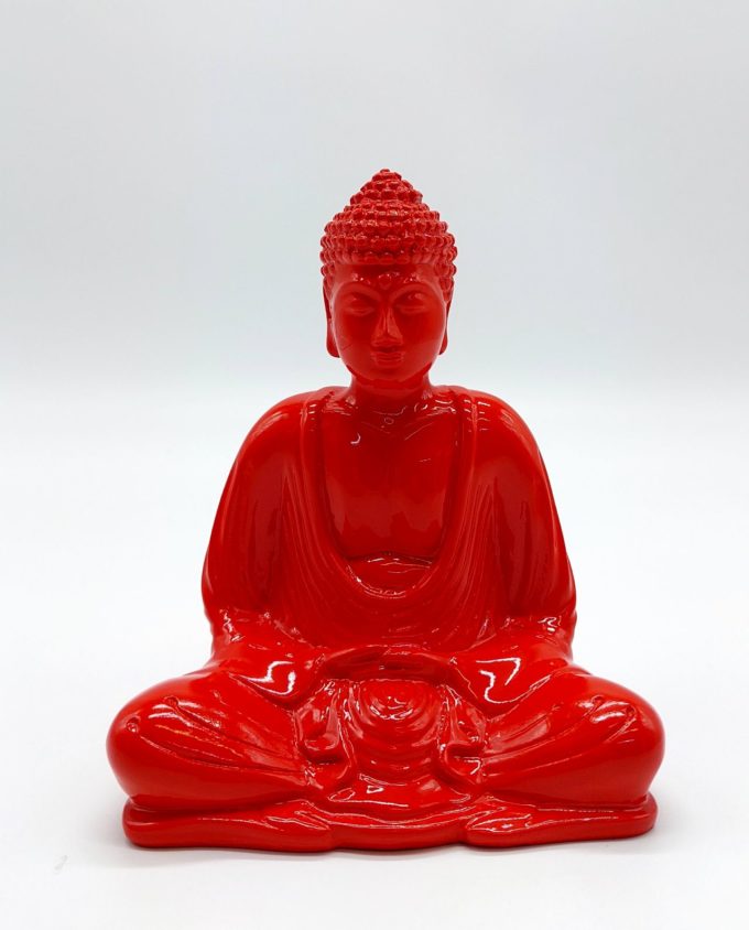 Buddha Resin Height 15 cm red