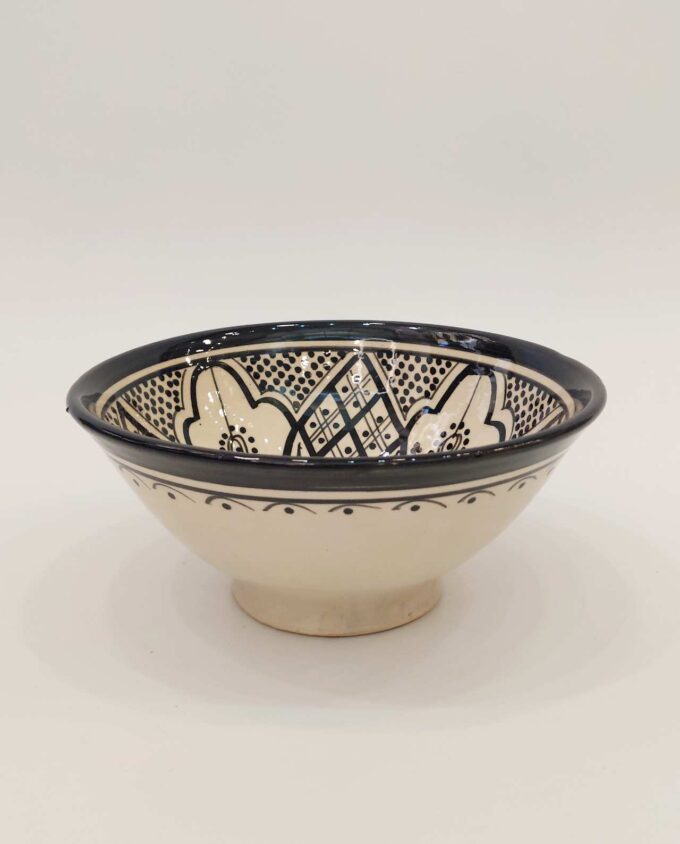 Bowl Ceramic Beige Black Diameter 20 cm