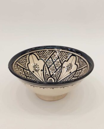 Bowl Ceramic Beige Black Diameter 20 cm