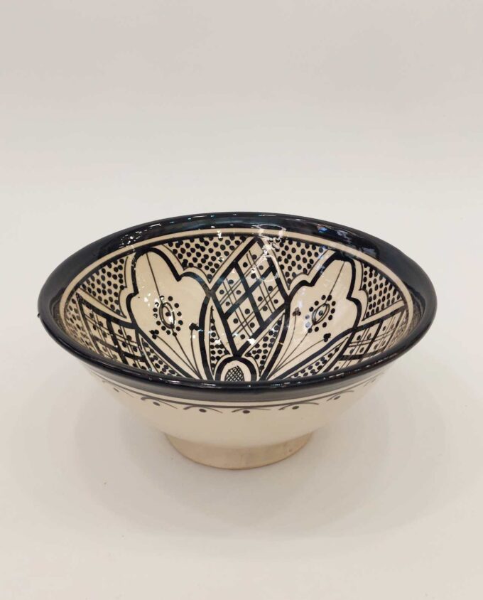 Bowl Ceramic Beige Black Diameter 20 cm