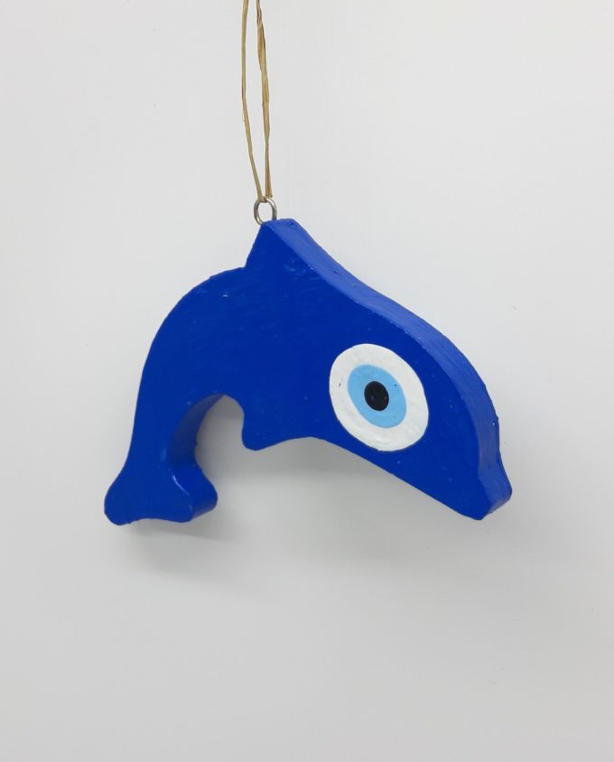 Dolphin Evil Eye Wooden Handmade Length 15 cm