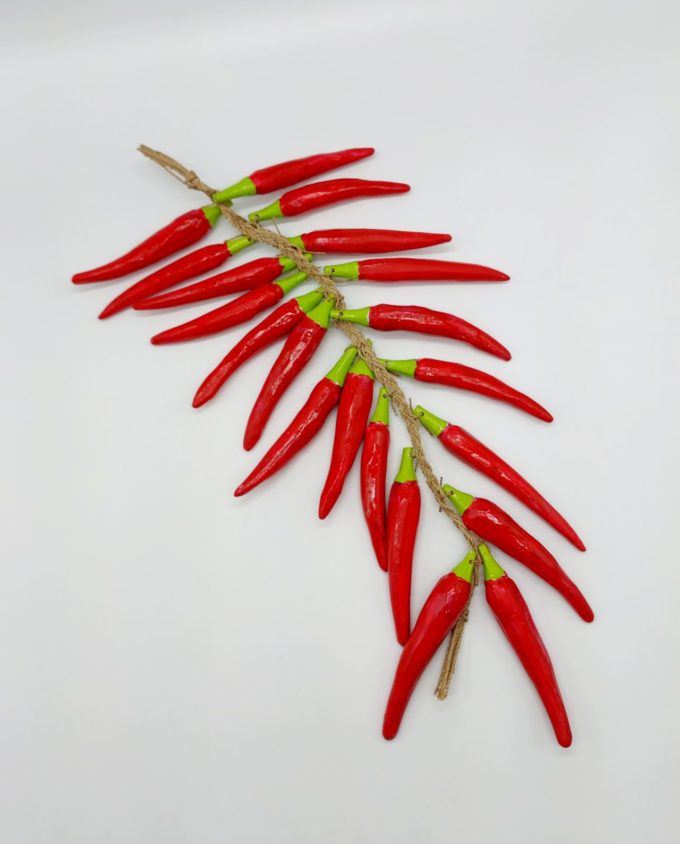 Garland 20 Wooden Handmade Red Peppers