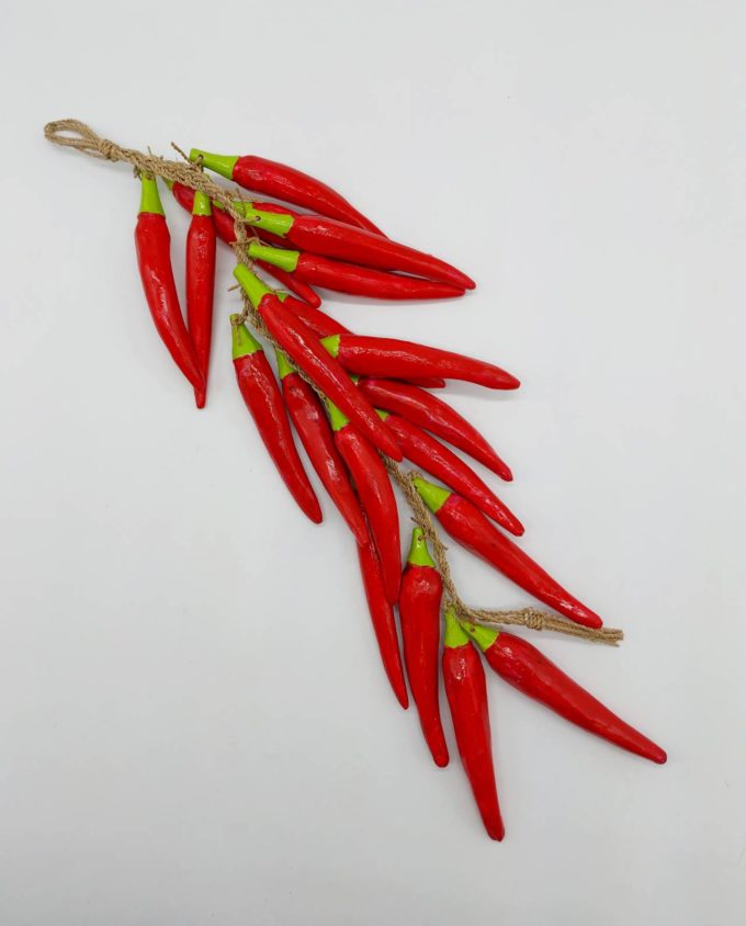 Garland 20 Wooden Handmade Red Peppers