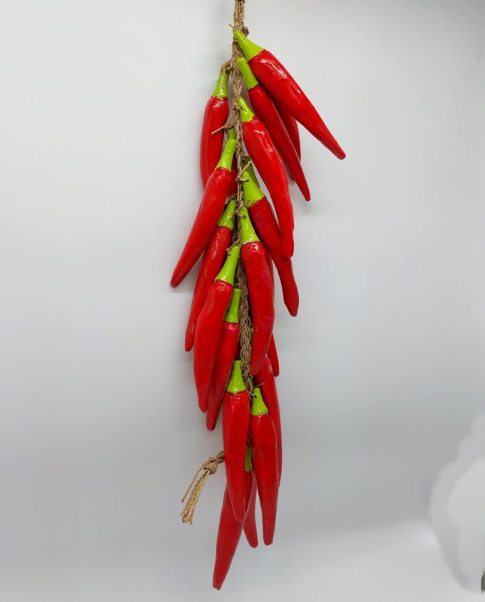 Garland 20 Wooden Handmade Red Peppers