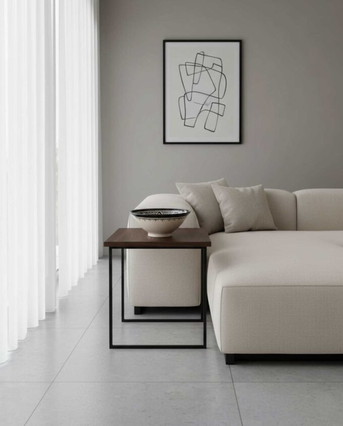Bowl Ceramic Beige Black Diameter 20 cm in a living room