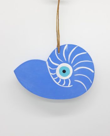 Seashell evil eye wooden handmade 17x12 cm color indigo