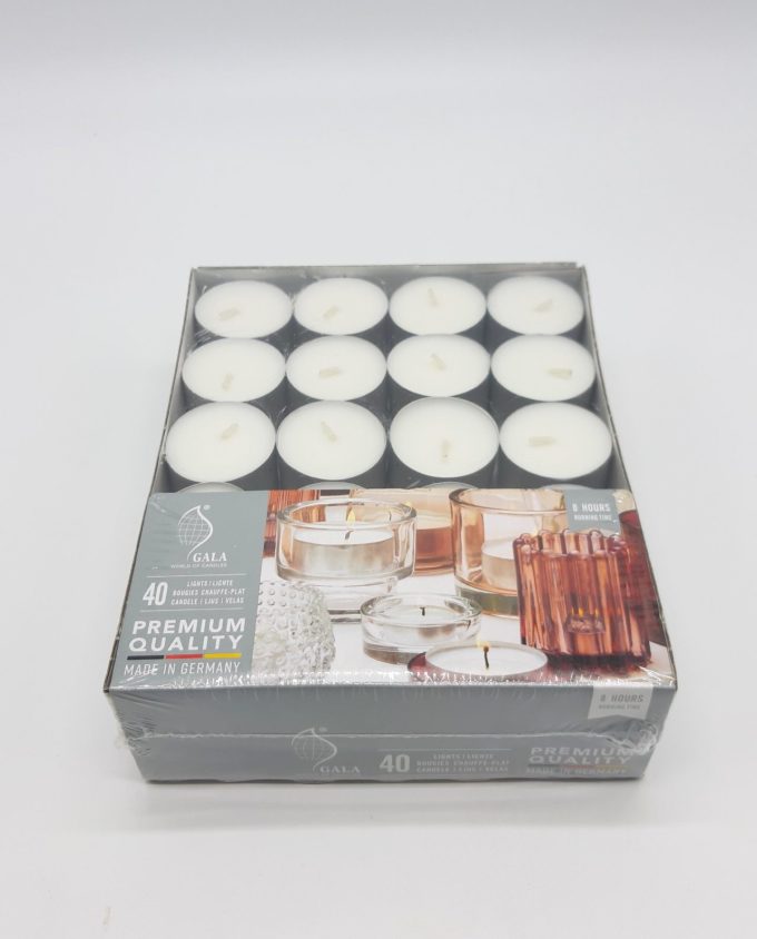 Premium quality tealight of burning time 8 hours, a good steady flame and no smoking