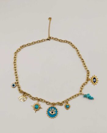 Necklace Enamel Evil Eyes