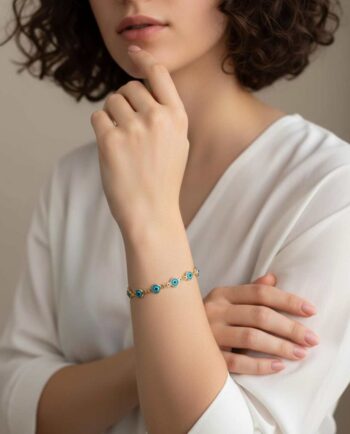 Bracelet Light Blue Evil Eyes