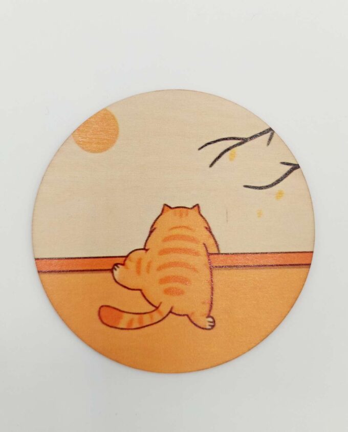 Coaster Wooden "Cute Cat" Set 6 Pieces