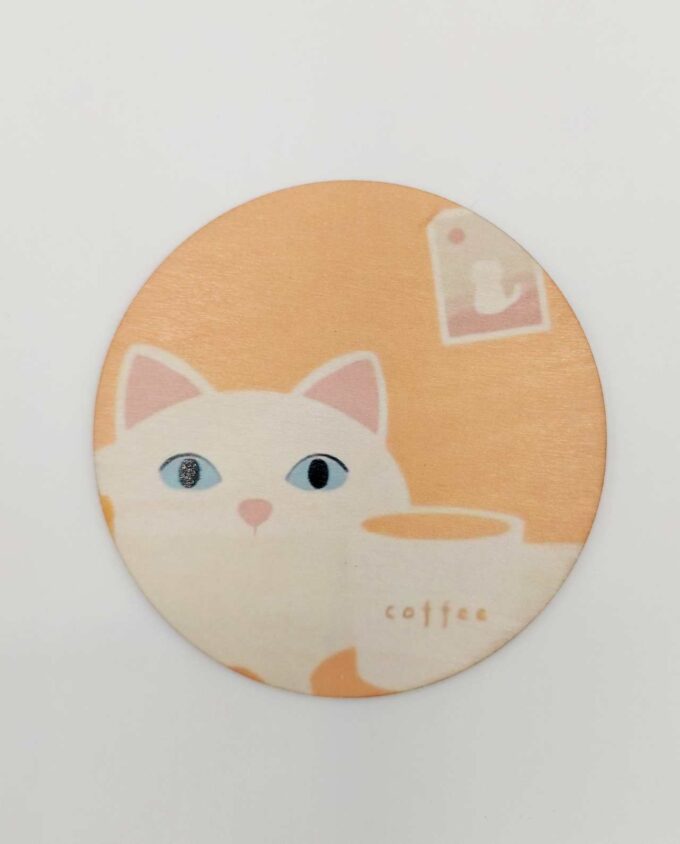 Coaster Wooden "Cute Cat" Set 6 Pieces